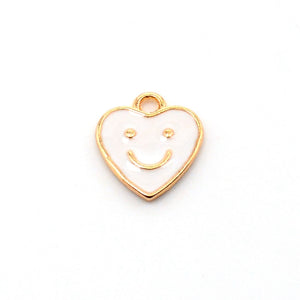 Bedel Enamel smiley hart wit goud