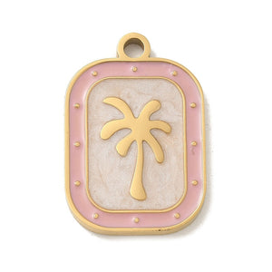 Bedel RVS enamel Coconut Tree pink Goud