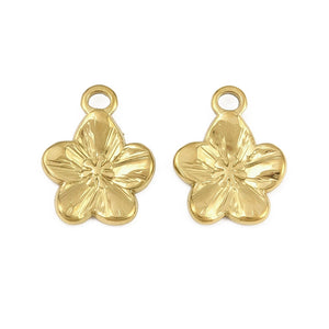 Bedel RVS massief bloem 18k goud