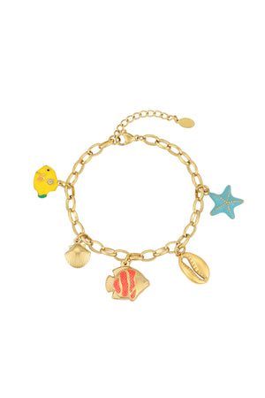Bedel armband vissen zee RVS Goud