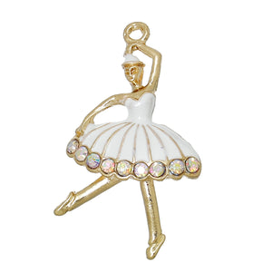Bedel ballerina enamel rhinestone white goud