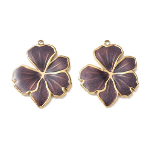 Bedel enamel RVS bloem aubergine
