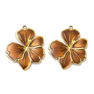 Bedel enamel RVS bloem bruin