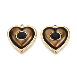 Bedel enamel RVS hart luxe bruin