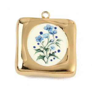 Bedel enamel RVS vierkant boeket blauw