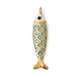 Bedel enamel RVS vis turquoise