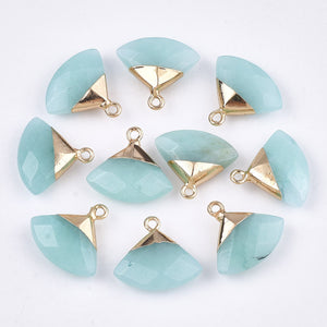 Bedel facet gemstone jade aquamarine triangle gold