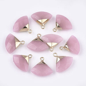 Bedel facet gemstone jade pink triangle gold