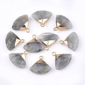 Bedel facet gemstone labradorite triangle gold