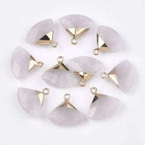 Bedel facet gemstone rose quartz triangle gold