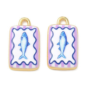 Bedel printed Enamel Vis Paars Blauw