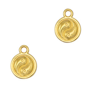 Bedels DQ metaal Yin & Yang 10mm goud (nikkelvrij)