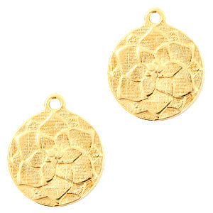 Bedels DQ metaal bloem rond 17mm Antiek goud (nikkelvrij)