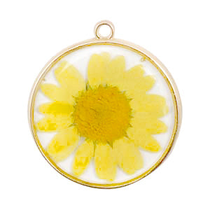 Bedels met gedroogde bloemetjes Gold-yellow