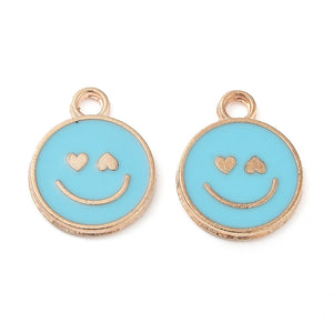 Bedel smiley heart eyes blauw goud