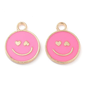 Bedel smiley heart eyes hot pink goud