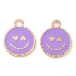 Bedel smiley heart eyes paars goud