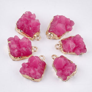 Bedels nugget resin fuchsia goud