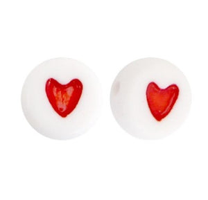 Acryl Hartjes Kralen Rood-Wit