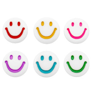 Acryl Smiley Kralen XXL White-multicolour