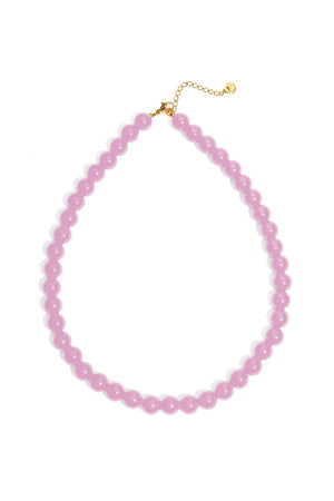 Bold kralen ketting 10mm diep roze RVS goud