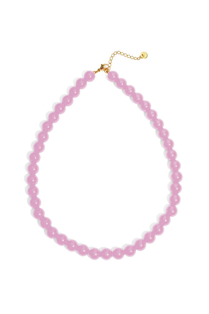 Bold kralen ketting 10mm diep roze RVS goud