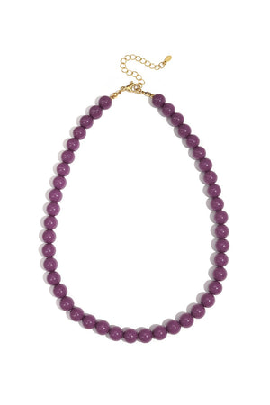 Bold kralen ketting 10mm paars RVS goud