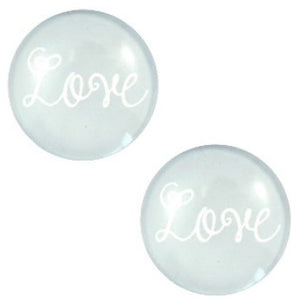 Cabochon love 12mm pastel grey