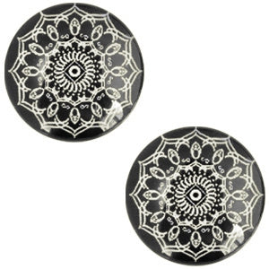 Cabochon mandala 12mm deep black