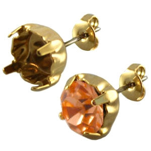 DQ metalen oorstekers voor Swarovski SS39 Gold