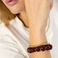 Elastieke kralenarmband met grote ovale kralen Karmozijnrood RVS goud
