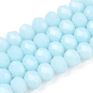 Facet kralen opaque light sky blue 4x3mm