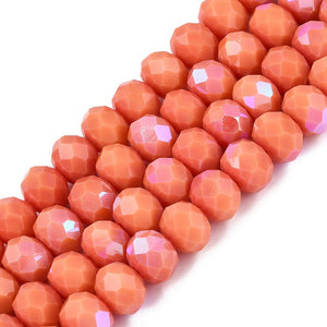 Glaskraal 'crystal' facet summer orange 8x6mm