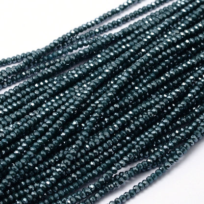 Glaskraal facet 3x2mm dark green