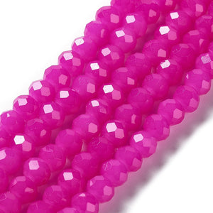 Glaskraal facet imi jade fuchsia 6x4mm