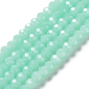 Glaskraal facet imi jade pale turquoise 6x4mm