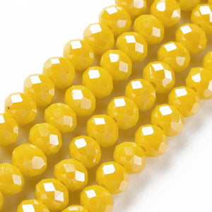 Glaskraal facet opaque crystal yellow 6x4mm