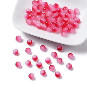 Glaskraal imi jade two tone Crimson Red Pink 8mm