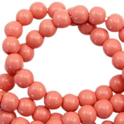 Glaskralen opaque Coral Rose Peach 8mm