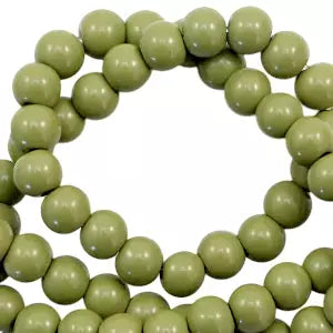 Glaskralen opaque Olive Green 8mm