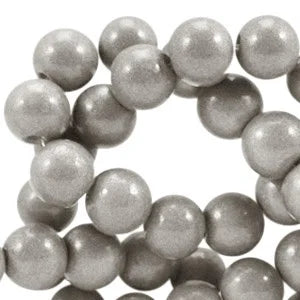 Glaskralen opaque metallic grey beige 6mm