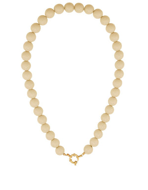 Grote kralen ketting 12mm brown latte RVS goud