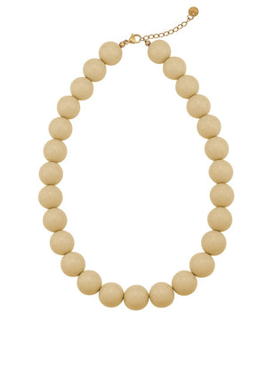 Grote kralen ketting 15mm brown latte RVS goud