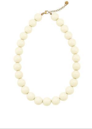 Grote kralen ketting 15mm pale yellow RVS goud