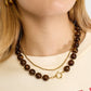 Grote kralen ketting 16mm Retro panter bruin RVS goud