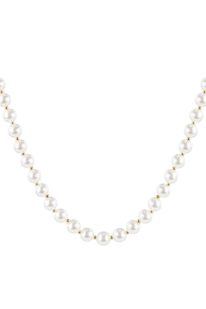 Grote kralen vintage vibe ketting Witgoud RVS