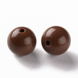 Grote ronde acryl kralen 15 mm bruin