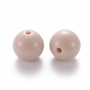 Grote ronde acryl kralen 15 mm peach puf