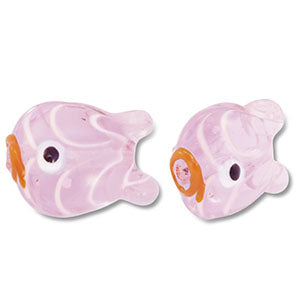 Handgeschilderde glaskralen vis Pink-orange