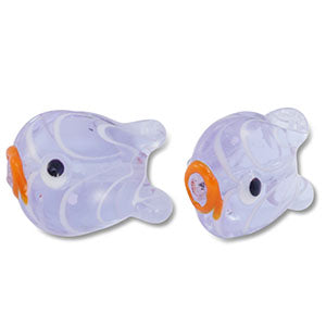 Handgeschilderde glaskralen vis Purple-orange